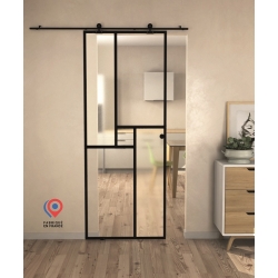 Rail noir pour porte coulissante en verre - Harlem