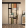 Kit porte coulissante verre coloré 725mm MONDO avec rail + coffrage