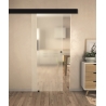 Kit porte coulissante verre givré 725mm avec rail et coffrage
