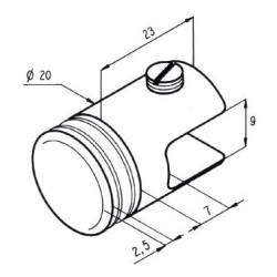 Supports par 4 fixation verre pour vitrine ép. 6-8mm